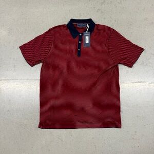 Vineyard Vines Red and Blue Merino Wool Striped Polo Shirt